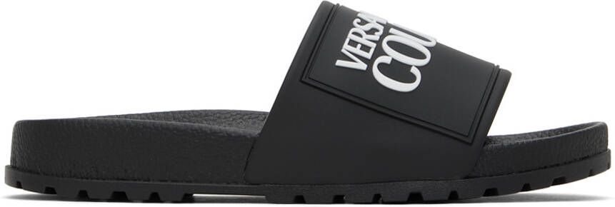 Versace Jeans Couture Black Embossed Pool Slides - Picture 2