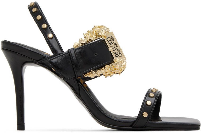 Versace Jeans Couture Black Emily Baroque Heeled Sandals - Picture 5