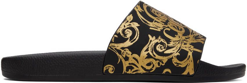 Versace Jeans Couture Black Graphic Slides - Picture 5