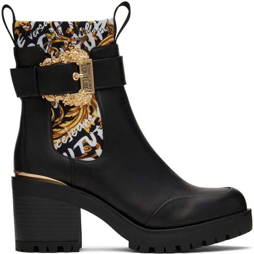 Versace Jeans Couture Black Leather Ankle Boots - Picture 5