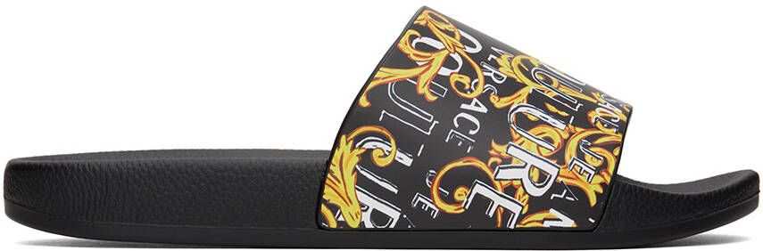 Versace Jeans Couture Black Logo Couture Slides - Picture 5