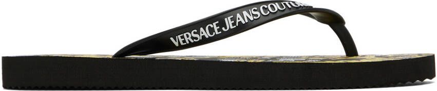 Versace Jeans Couture Black Printed Flip Flops - Picture 5