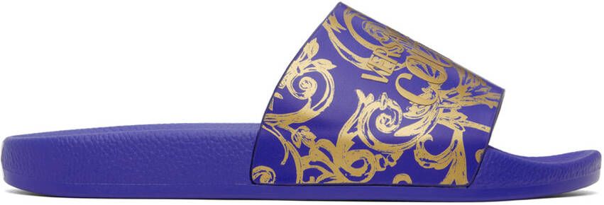 Versace Jeans Couture Blue Garland Slides - Picture 5