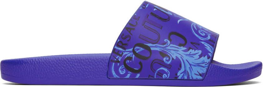 Versace Jeans Couture Blue Logo Couture Slides - Picture 5