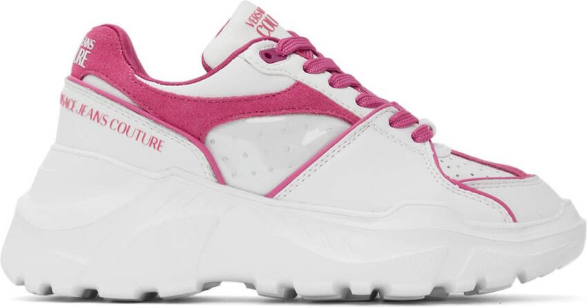 Versace Jeans Couture Off-White & Pink Speedtrack Low Sneakers - Picture 5