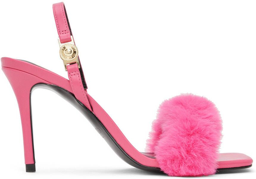 Versace Jeans Couture Pink Fur Emily Heeled Sandals - Picture 5