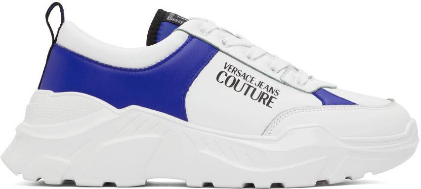 Versace Jeans Couture White & Blue Speedtrack Sneakers - Picture 5