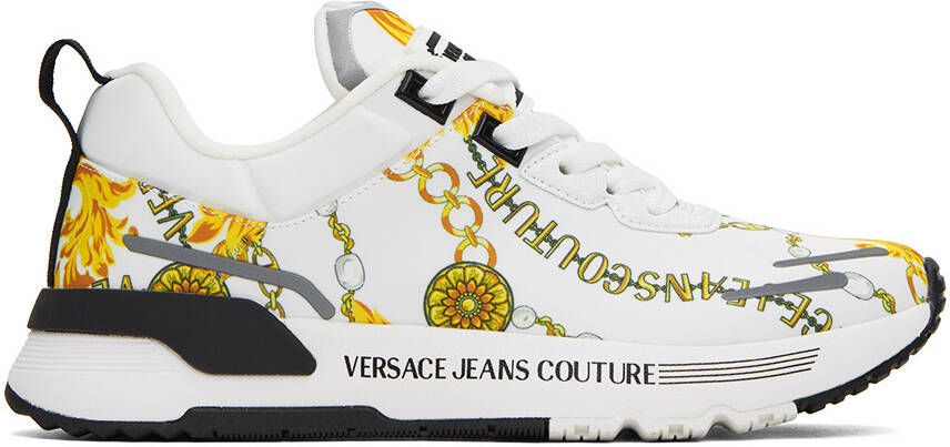 Versace Jeans Couture White & Gold Dynamic Sneakers - Picture 5