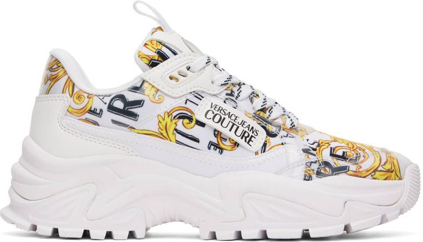 Versace Jeans Couture White & Gold Hiker Sneakers