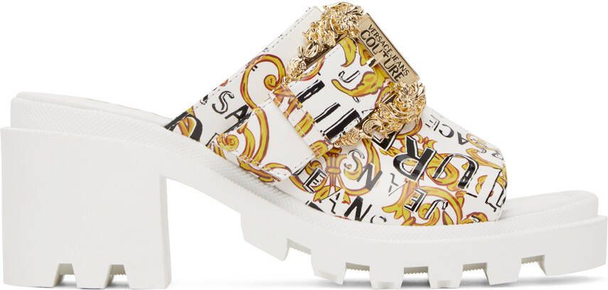Versace Jeans Couture White & Gold Winny Heeled Sandals - Picture 5