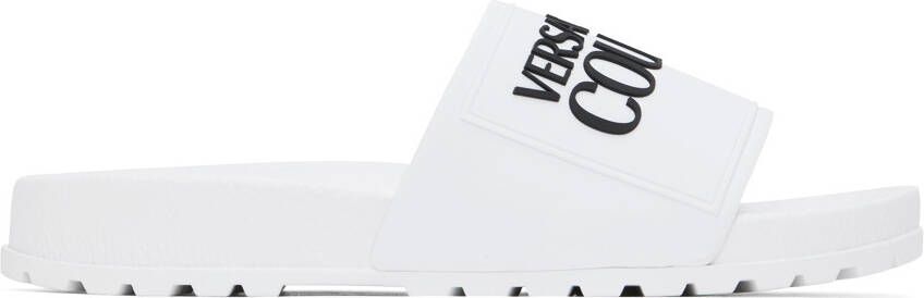 Versace Jeans Couture White Embossed Pool Slides - Picture 5