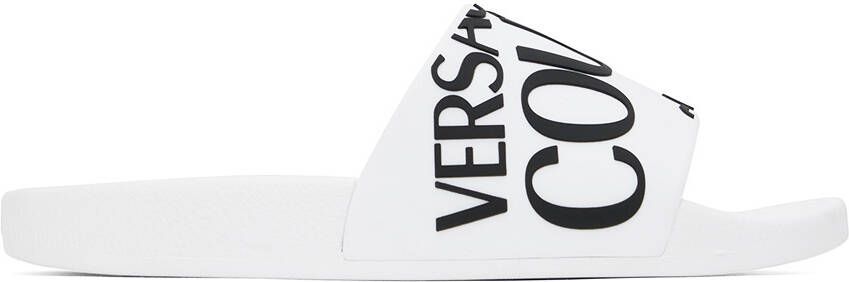 Versace Jeans Couture White Embossed Pool Slides
