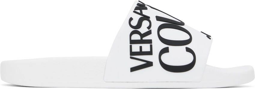 Versace Jeans Couture White Embossed Pool Slides - Picture 5