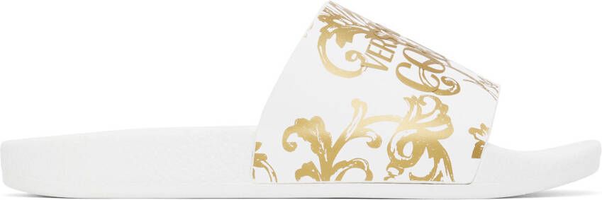 Versace Jeans Couture White Logo Couture Slides - Picture 5