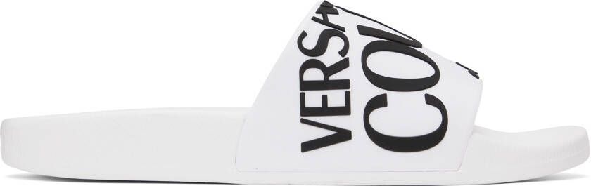 Versace Jeans Couture White Logo Slides - Picture 5