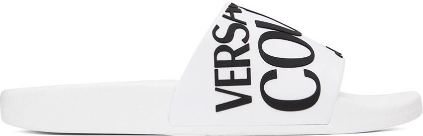 Versace Jeans Couture White Logo Slides - Picture 5
