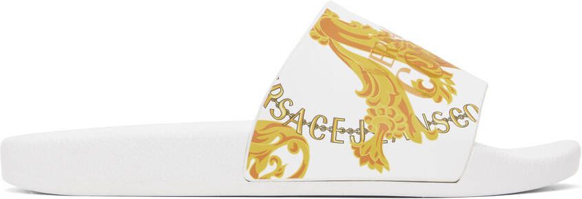 Versace Jeans Couture White Shelly Chain Couture Slides - Picture 5