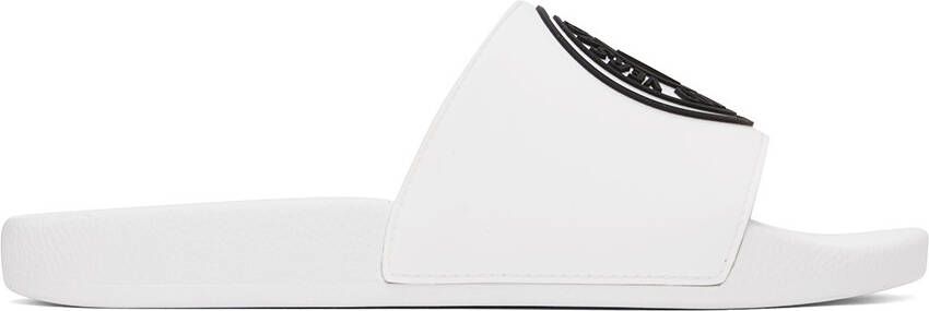 Versace Jeans Couture White V-Emblem Slides - Picture 5