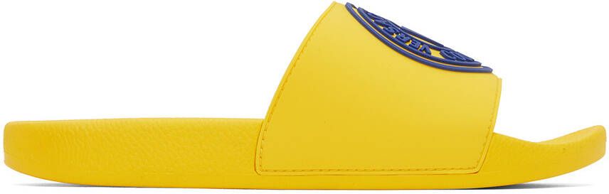 Versace Jeans Couture Yellow Embossed Pool Slides - Picture 5