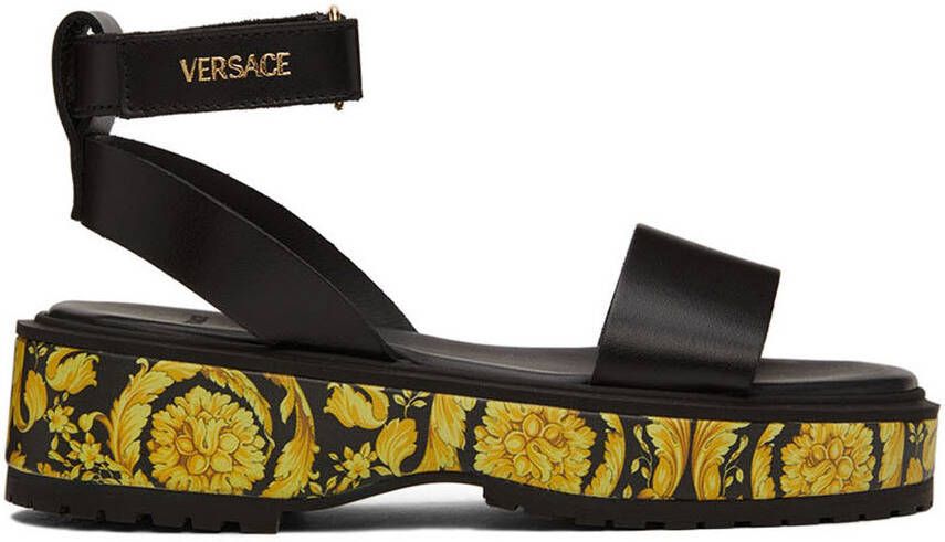 Versace Kids Black Barocco Platform Sandals