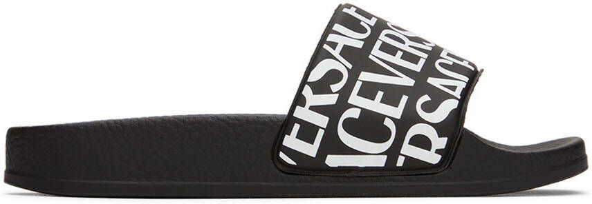 Versace Kids Black Printed Slides - Picture 4