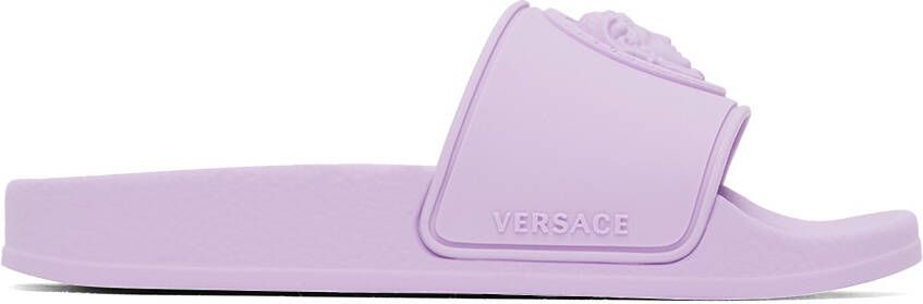 Versace Kids Purple 'La Medusa' Slides - Picture 4