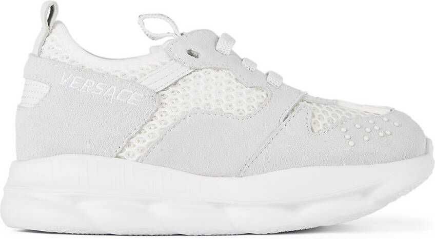 Versace Kids White & Grey Chain Reaction 2 Sneakers - Picture 4