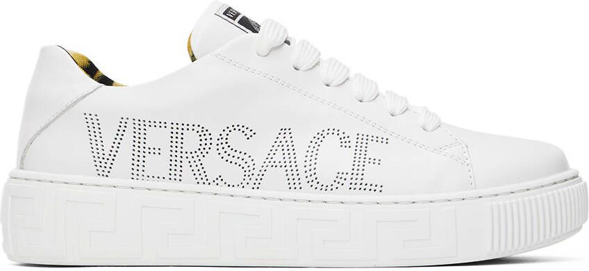 Versace Kids White 'La Greca' Sneakers - Picture 2