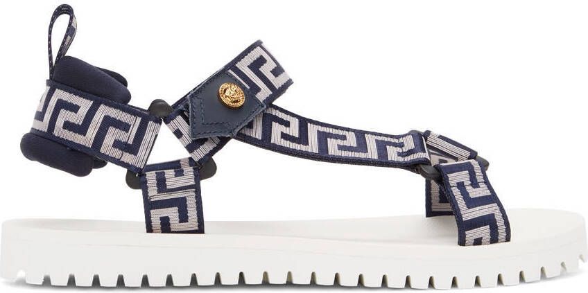 Versace Navy & White 'La Greca' Sandals