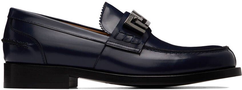 Versace Navy 'La Greca' Plaque Loafer - Picture 5