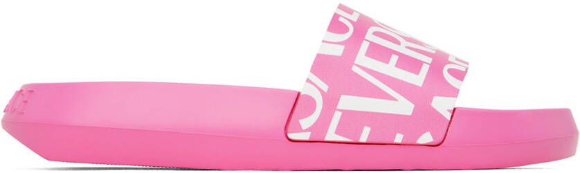 Versace Pink Allover Slides - Picture 5
