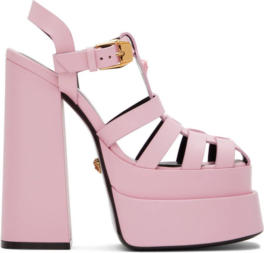 Versace Pink 'La Medusa' Platform Mary Jane Heels - Picture 5