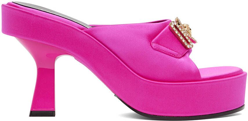 Versace Pink Medusa Biggie Crystal Mules - Picture 5