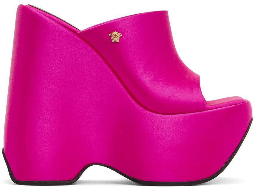 Versace Pink Triplatform Mules