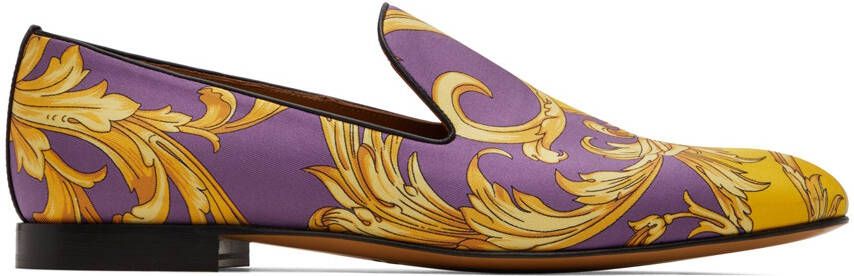 Versace Purple & Gold Barocco Goddess Slippers