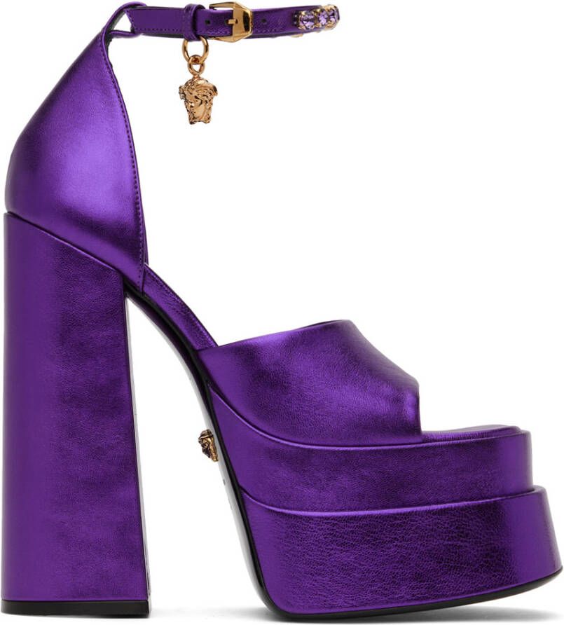 Versace Purple Medusa Aevitas Platform Heeled Sandals - Picture 5