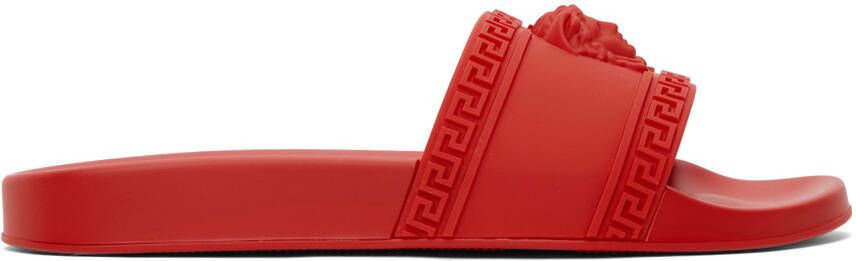 Versace Red Palazzo Pool Slides - Picture 5