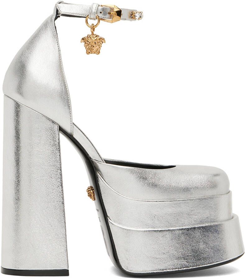 Versace Silver Medusa Aevitas Platform Heels