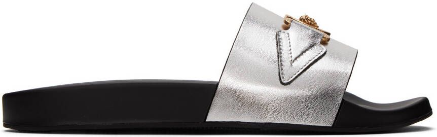 Versace Silver Medusa Biggie Slides