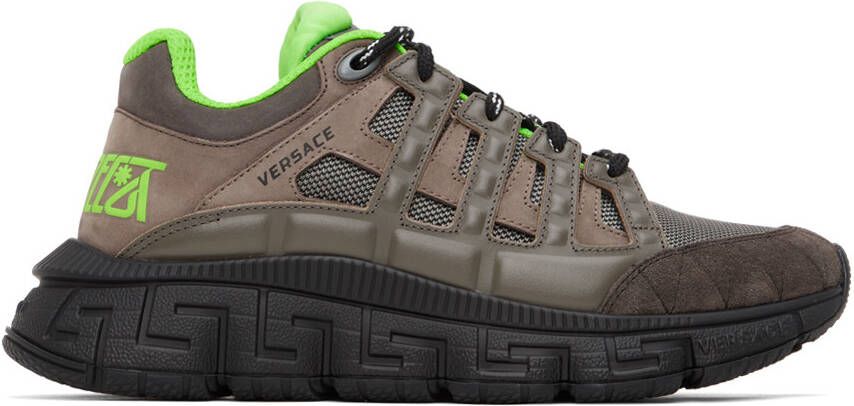 Versace Taupe & Green Trigreca Sneakers - Picture 5