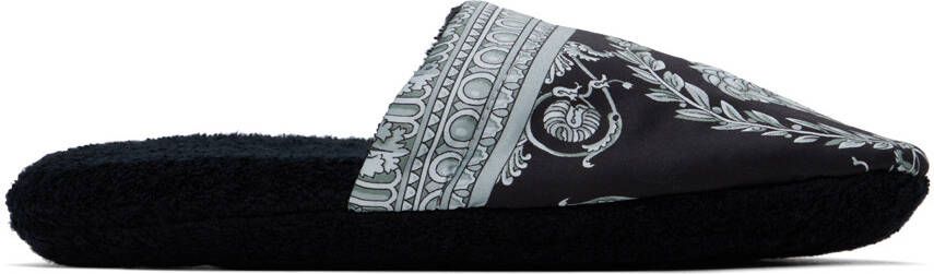 Versace Underwear Black Baroque Slippers - Picture 5