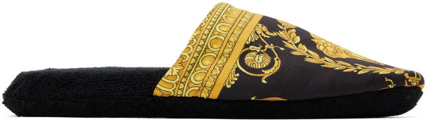 Versace Underwear Black Baroque Slippers - Picture 5