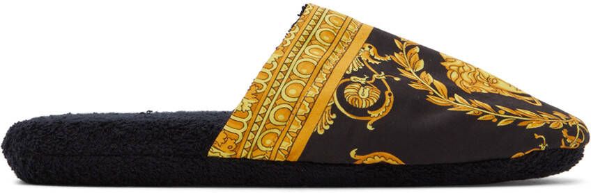 Versace Underwear Black Baroque Slippers - Picture 5