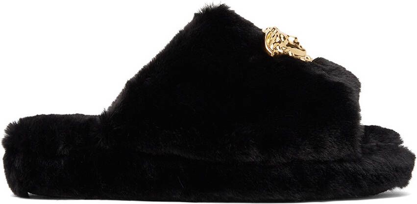 Versace Underwear Black Medusa Slippers