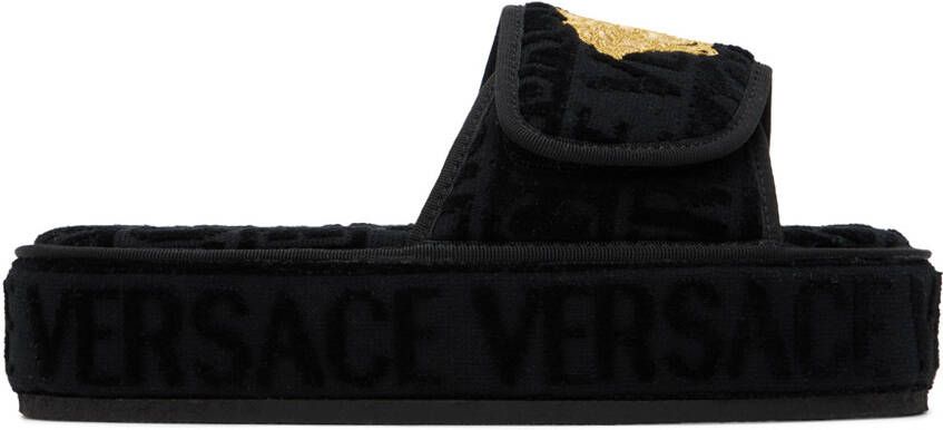 Versace Underwear Black Medusa Slippers - Picture 5