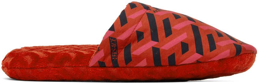Versace Underwear Red Greca Slippers - Picture 5