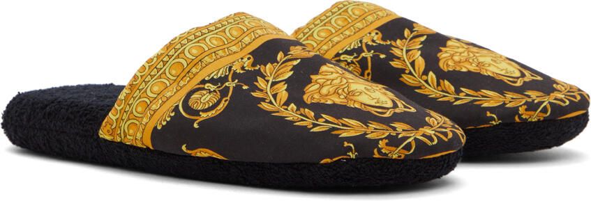Versace Underwear Black Baroque Slippers - Picture 3