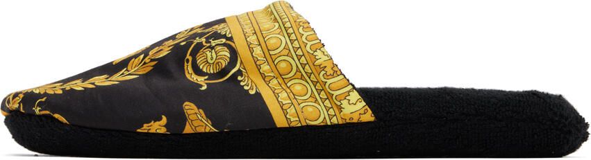Versace Underwear Black Baroque Slippers - Picture 4