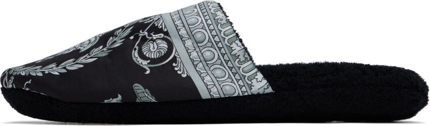 Versace Underwear Black Baroque Slippers - Picture 4