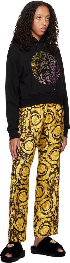 Versace Underwear Black 'La Medusa' House Faux-Fur Slippers - Picture 4